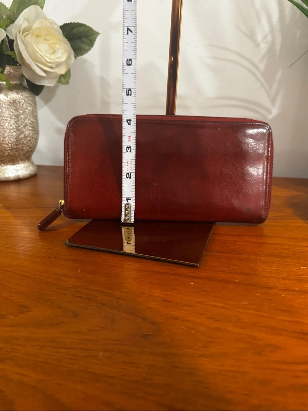 Coach vintage Leather Zip-Around Wallet in Deep Red